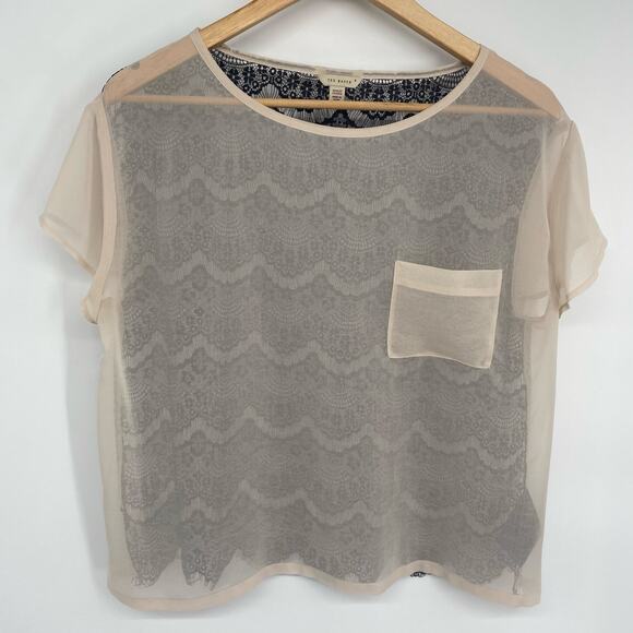 Ted Baker Top Womens 10 Black Lace Sheer Whimsigoth Romantic Feminine Fairy Goth - Picture 1 of 7